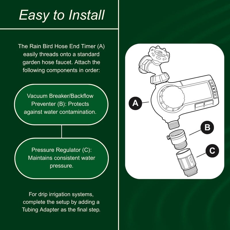 Rainbird 1ZEHTMRP Premium Professional Grade Electronic Digital Hose End Timer/Controller, One Zone/Station, Battery Operated, Brass Inlet/Outlet - Image 5